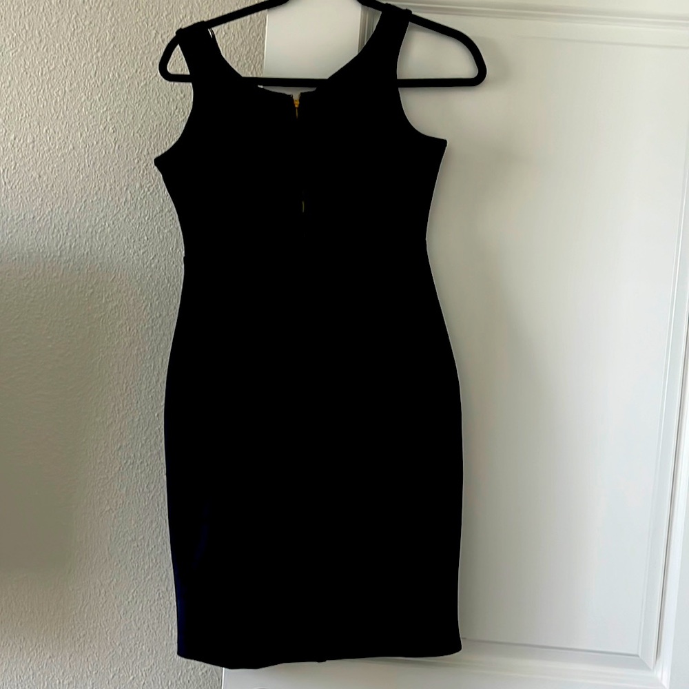 knee high back zipper black dress